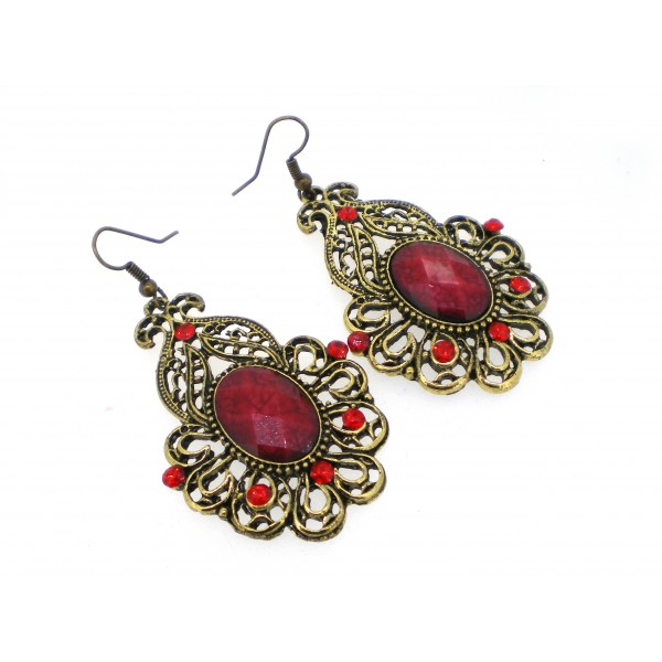 Boucles D'oreilles Rouges Fashion Jewelry - Dormeuses Cocktail - NEUVE Avec étiquettes